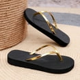 thumbnail image 6 of Povozer Women's T-strap Thong Flat Flip Flops Casual Thin Strap Sandals for Summer(Gold,7.5), 6 of 6