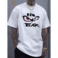 thumbnail image 1 of Camiseta informal con estampado "NO FEAR" para hombre, talla grande, manga corta, cuello redondo, color beige, algodón ligero, prenda esencial de verano para uso casual, talla grande, para practicar d, 1 of 6