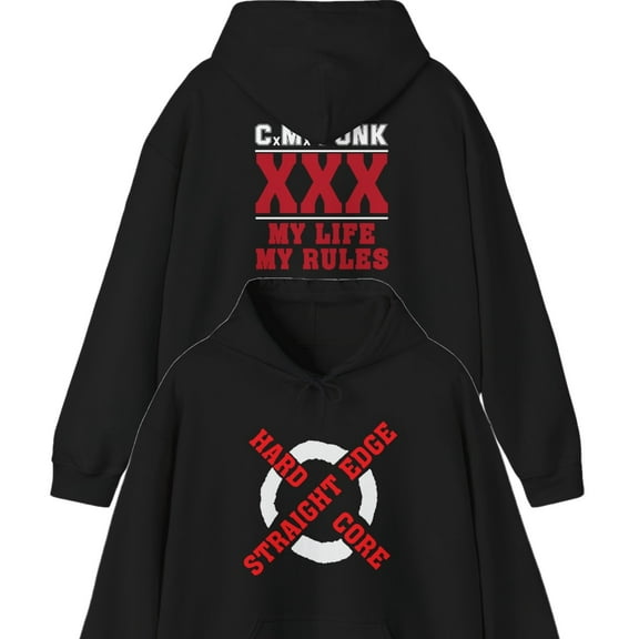 CM Punk Straight Edge Hardcore My Life Rules Black Pullover Hoody