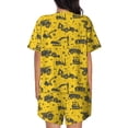 thumbnail image 6 of Fuzoiu Vintage Excavator Print Women's Short-Sleeved Pajama Set,Lounge Sleepwear Set,Womens Pajama Sets 2 Piece,Button-Up Top and Shorts with Pockets-Small, 6 of 7
