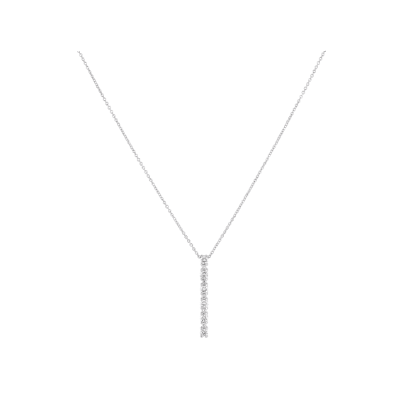 Women's Welry 1/2 cttw Lab-Grown Diamond Bar Pendant Necklace in 14kt White Gold, 15" 1" 1"