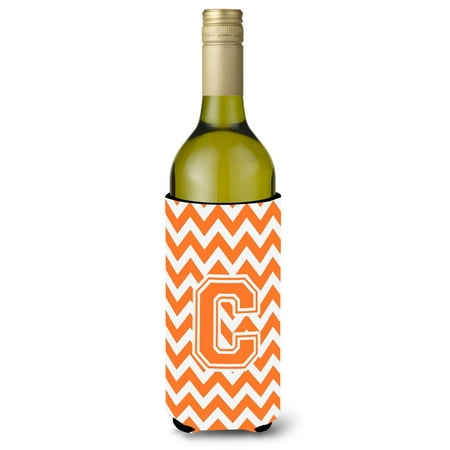 

Carolines Treasures CJ1046-CLITERK Letter C Chevron Orange and White Wine Bottle Beverage Insulator Hugger Wine Bottle