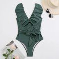 thumbnail image 2 of Women's Bikini Swimsuit Ruffles Two Pieces Bikini Set, Armygreen S, 2 of 5