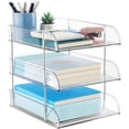 thumbnail image 1 of Clear Stackable Paper Trays PET Letter Tray Desk Organizer Desktop Organizers and Storage for Books Magazines Folders A Size File Paper Office Supplies, 1 of 7