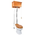 thumbnail image 6 of Renovators Supply High Tank Pull Chain Toilet w/Light Oak Wooden Flat High Tank 59" to 74" Adjustable Height Chrome Z Pipe and Elongated Toilet Bowl, 6 of 7