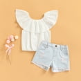thumbnail image 2 of BJUTIR Baby Girls Outfits Spring Summer Solid Cotton Sleeveless Shorts Jeans Clothes Girls Outfit Sets, 2 of 7