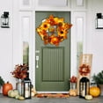 thumbnail image 5 of Halloween Wreath Pumpkin Maple Leaf - Harvest Festival Door Hanging Decor, Autumn Thanksgiving Wall Decoration for Porch Home(Orange,B), 5 of 6