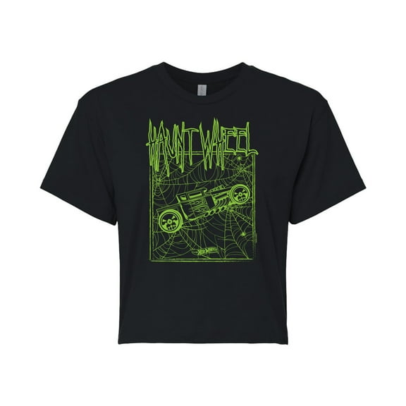 Hot Wheels - Halloween - Haunt Wheel - Juniors Cropped Cotton Blend T-Shirt