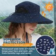 thumbnail image 4 of Women's/Men's Sun Hat, UPF50+ Wide Brim Bucket Hat Waterproof for Garden Beach Park Safari Travel/Navy Blue, 4 of 9