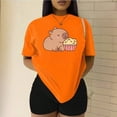 thumbnail image 3 of Playera Blusa Con Estampado de Capibara Comiendo Palomitas Playera De Capybara Divertida Color Anaranjado Talla Chica Marca Emil SaEs, 3 of 4