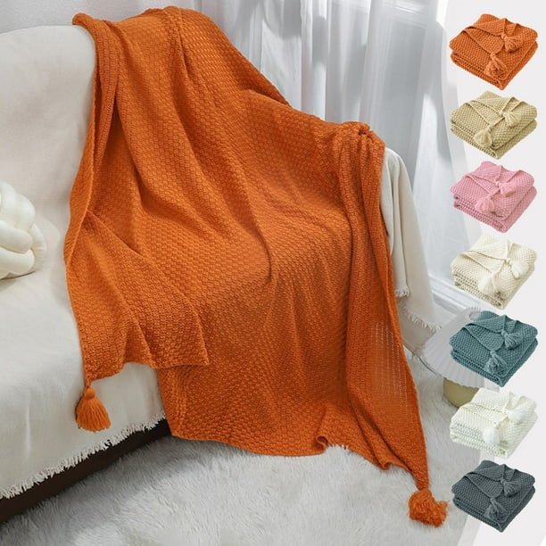 Manta de sofá tejida, 1 unidad, con flecos, 100 x 70 x 0,5 cm, tejido acrílico para acondicionar la oficina, para una siesta cómoda y para dar calidez a la decoración del hogar (beige).