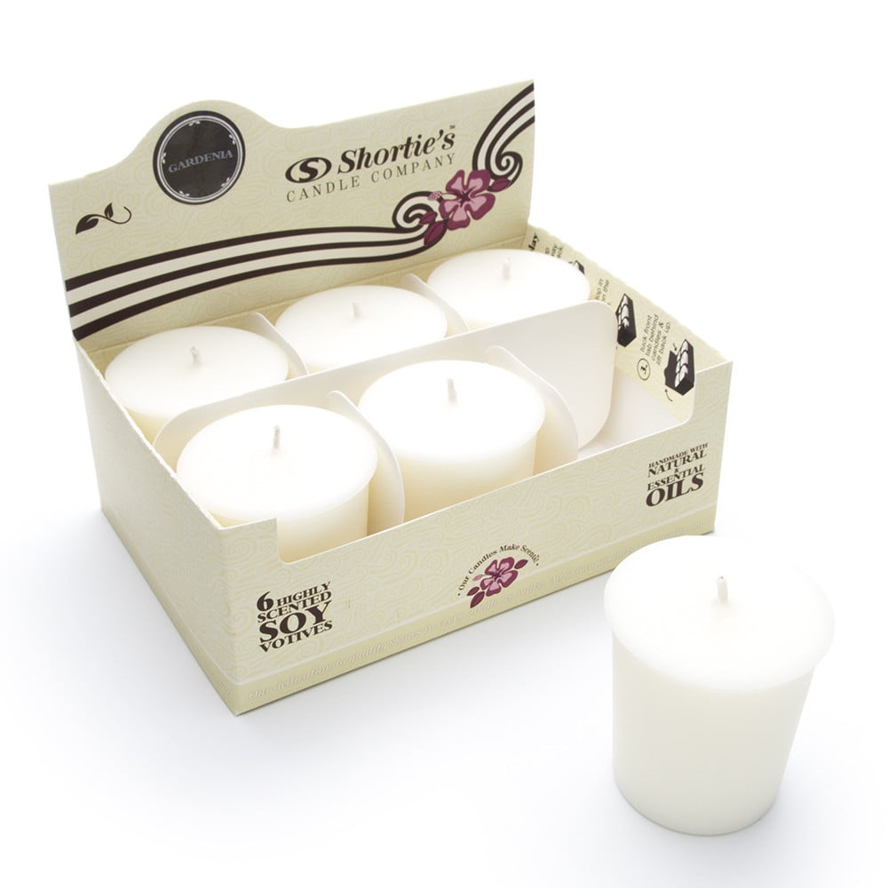 Pure Gardenia Soy Votive Candles Scented with Essential & Natural Oils 6 White Natural