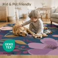 thumbnail image 4 of ODIKA 4'x6' Blue Purple Deep Floral Elegance Washable Area Rug Watercolor Giant Flowers with Fall Charm Non-Slip, Chair-Friendly, Flatwoven for Home Office, Under Desk, 4 of 7