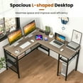 thumbnail image 5 of YYAo Sturdy Computer Workstation,L-Shaped Corner Computer Desk Writing Table,L-Shaped Computer Desk with Charging Station and Adjustable Shelf-Gray, 5 of 7