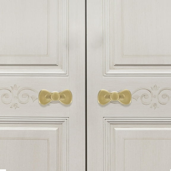 OUNONA Golden Bow Shaped Cabinet Handle for Home Single Hole Installation Brass Drawer Knobs 2.36 Inches