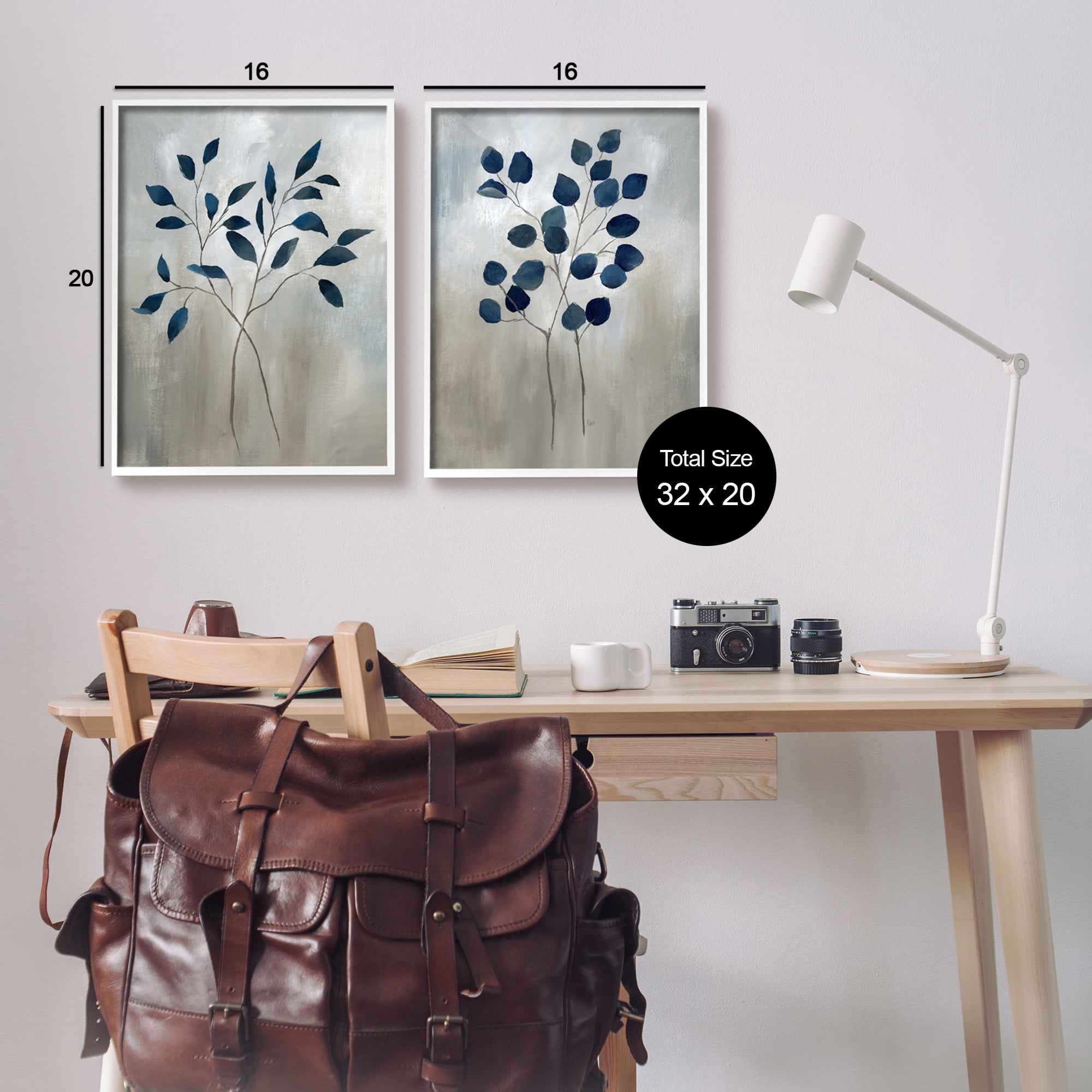 Stupell Industries Grey Botanical Sprigs Botanical & Floral Painting White Framed Art Print Wall Art, 16 x 20, Set of 2