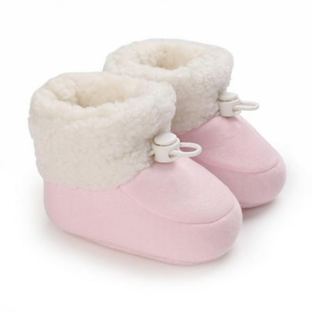 

Baby Boys Girls Fleece Fur Knit Winter Warm Snow Boots Soft Sole Crib Shoes Booties for Newborn Infant Toddler 0-18M