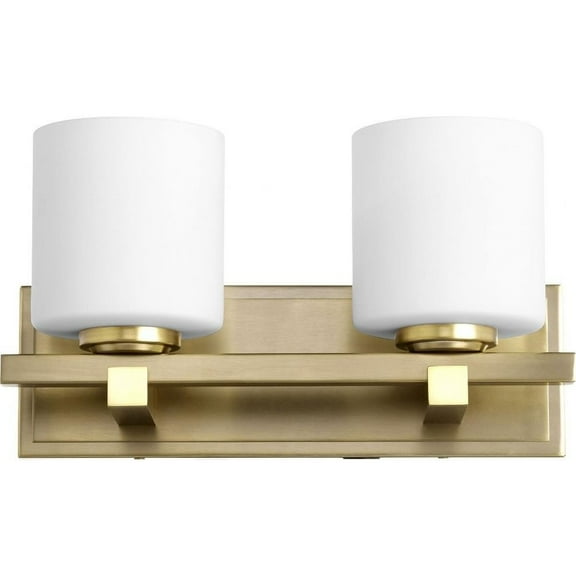 2 Light Cylinder Wall Mount in Transitional Style 14 inches Wide By 7.5 inches High-Aged Brass Finish-Satin Opal Glass Color Bailey Street Home