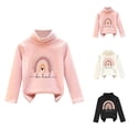 thumbnail image 4 of Gpaecead Toddlers Girls Thermal Tops Fleece Lined Thick Printed Turtleneck Fleece Baselayer Shirts 3-9 Years Black, 4 of 4