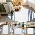 thumbnail image 5 of Round Rug 3.3Ft, Farm Blue Stripes Line Soft Non-Slip Washable Felt Carpet Pad, White Area Rugs for Living Room Bedroom Kids Room, 5 of 9