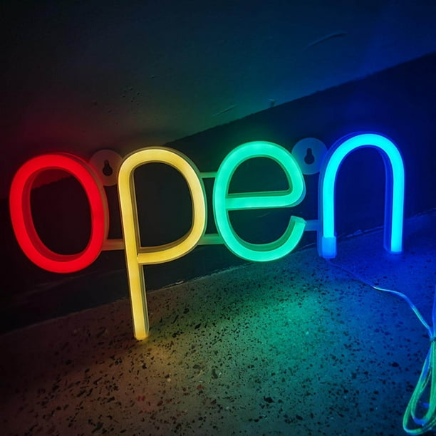 facefd LED Open Sign Lighting Light Neon Lights Game Store Room Battery Power Lamp