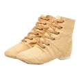 thumbnail image 2 of Miluxas Canvas Lace-up Dance Shoes Flat Practice Jazz Dancing Boots for Girl Khaki 2(36), 2 of 6