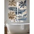 thumbnail image 5 of Navy Blue Brown Botanical Sheer Curtains 72 Inch Length 2 Panels Set, Tropical Palm Leaves Retro Voile Window Treatment Rod Pocket Curtains Sheers Drapes for Bedroom/Living Room/Kitchen 52"x72"x2, 5 of 7