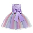 thumbnail image 2 of Girls' Dresses 7-8 Years A-Line Kids Floral Bridesmaid Pageant Gown Birthday Party Wedding Fit & Flare Purple Beach Dress, 2 of 6