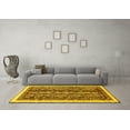 thumbnail image 3 of Ahgly Company Machine Washable Indoor Square Abstract Yellow Modern Area Rugs, 4' Square, 3 of 4