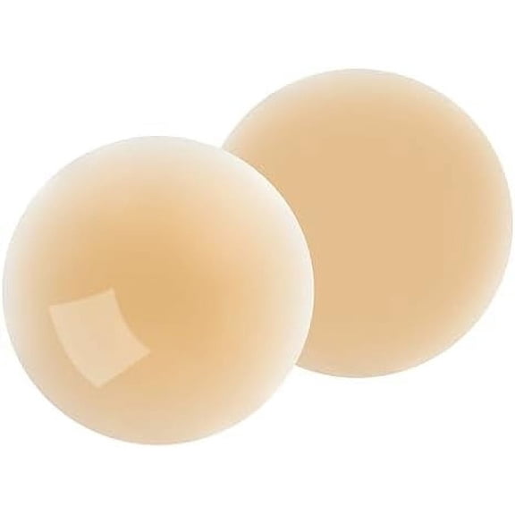Nipple Covers Non Adhesive Silicone Nipple Pasties for Women Reusable, Nipple Covers No Show Nude & Classic Medium (Fits B-C cups)