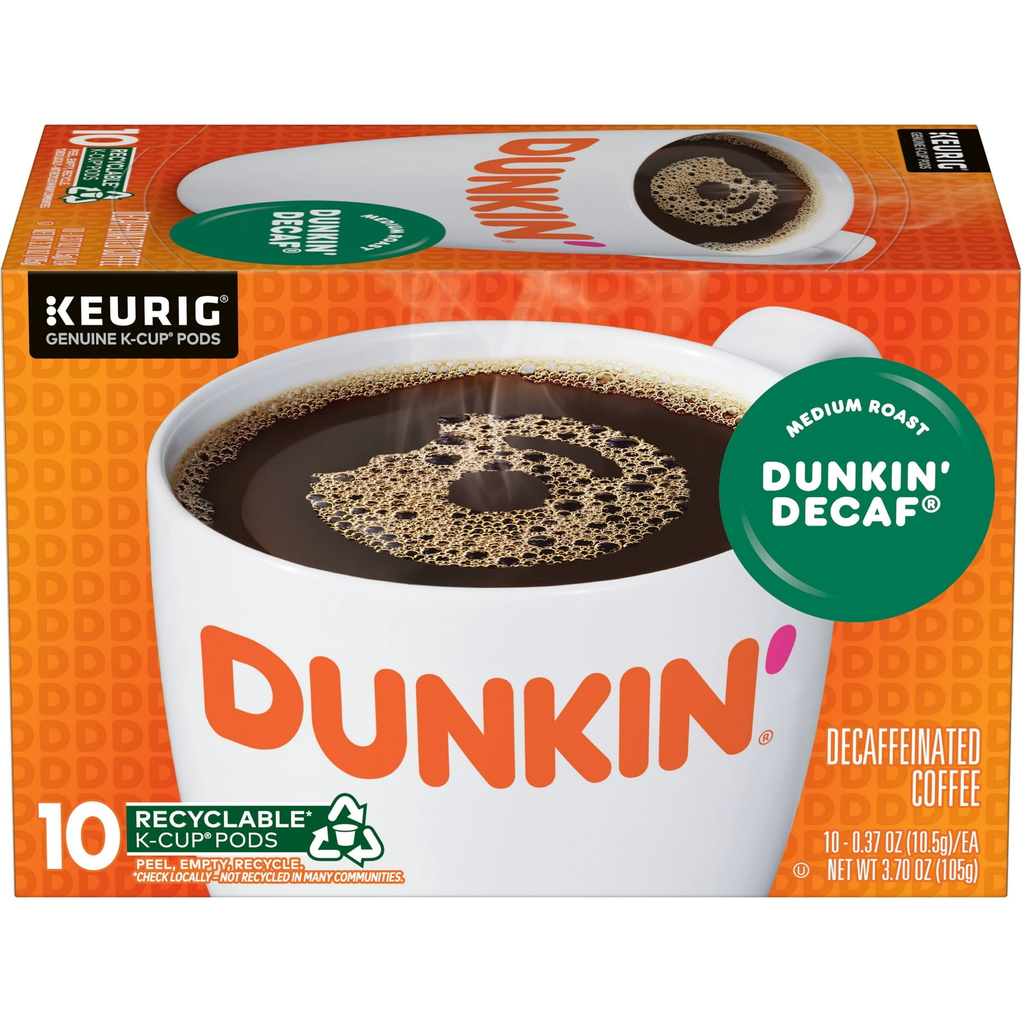 (2 pack) Dunkin' Original and Decaf Coffee, Medium Roast, Keurig K-Cup Pods, 10 Count Box - 1 each
