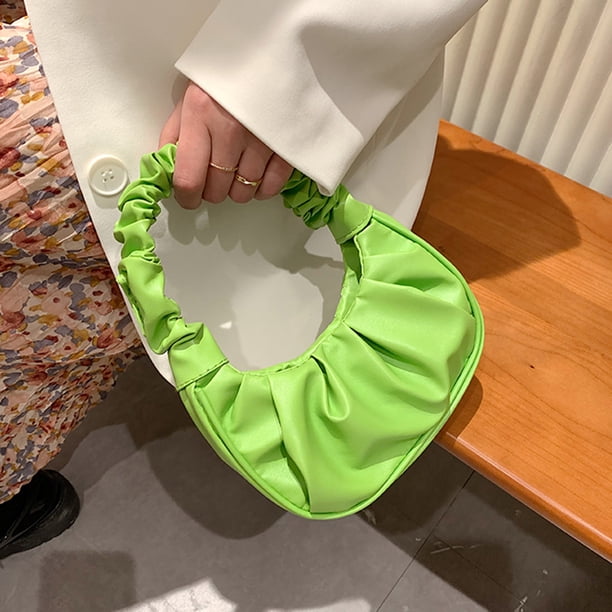 Bolso de hombro plisado de nube de moda ummer Bolso de mano para axilas (amarillo verde)