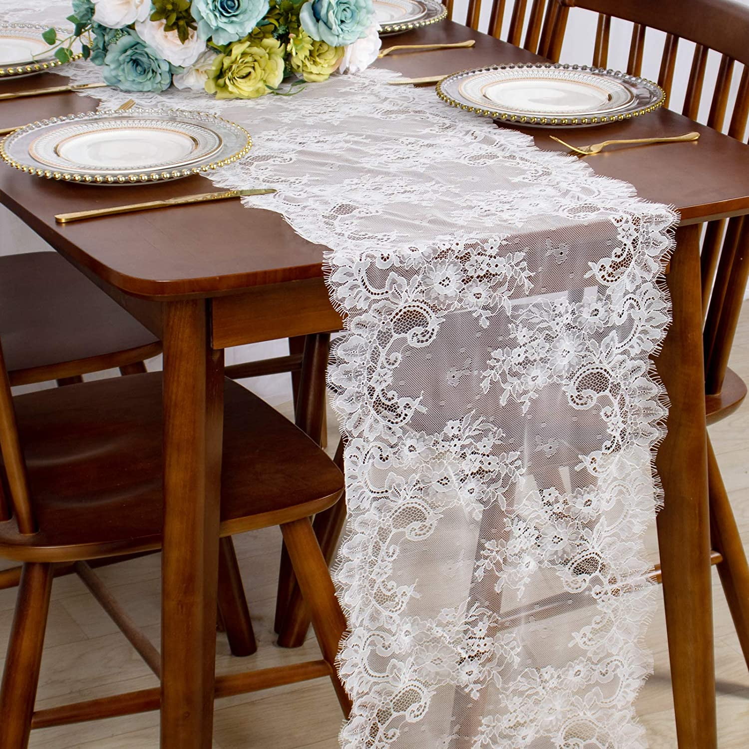 Lace Table Runner White 13x120 Inch 2 Pack Lace Runners For Tables Coffee Table Runner Christmas Table Runner White Table Overlay Rustic Table Runners Vintage Wedding Table Runners Walmart Com Walmart Com