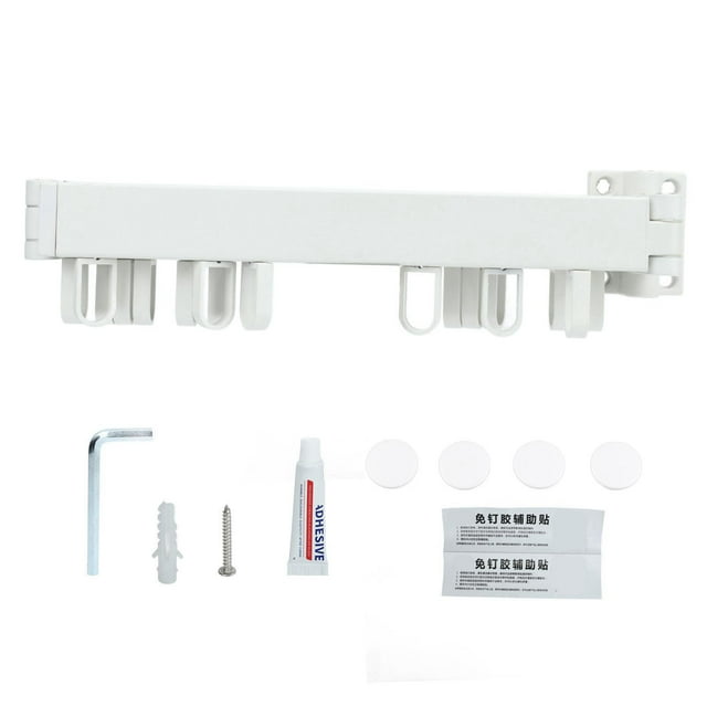 Tendedero de pared retráctil con anillo giratorio que ahorra espacio, percha simple para balcón, lavadero, blanco, tres pliegues