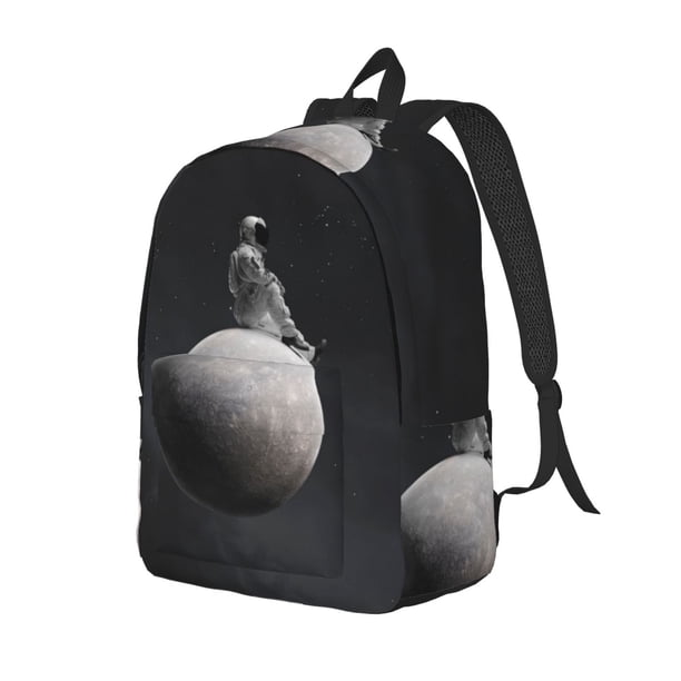 Fotbe Astronaut Sitting On Mercury Planet Mochila de Lona con Estampado, Mochila Duradera, Mochila Versátil de Alta Calidad, Mochila Compacta Vintage-Small