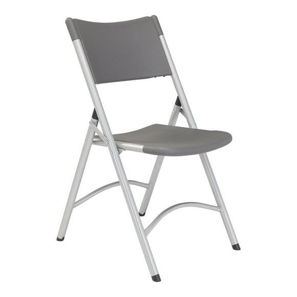 NPS 600 Series 32" Modern Plastic Folding Chair in Charcoal Slate (Set of 4)