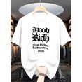 thumbnail image 2 of 1pc Men'S Summer Casual Geometric Pattern Letter Print Short Sleeve T-Shirt, Regular Fit Streetwear Tee, 2 of 6
