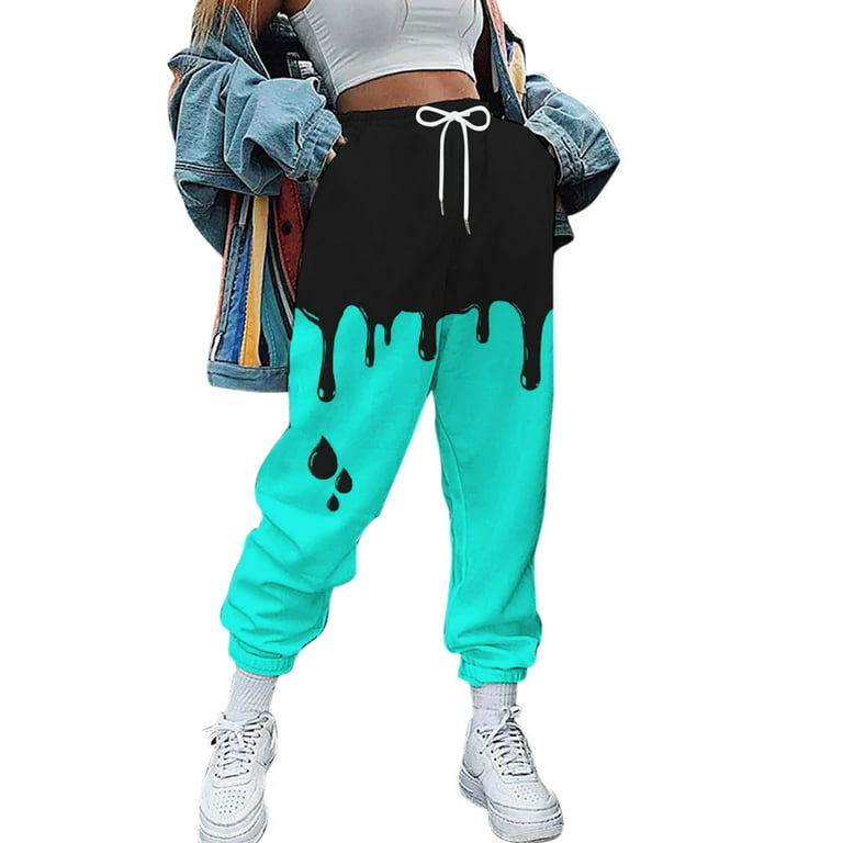WANYNG women's pants Womens Sweatpants Lounge Baggy Cotton Casual Joggers  High Waist Pant Winter Clothing With Pockets Baggy Sky Blue L 