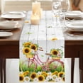 thumbnail image 3 of Table Runners 70 Inches Long Dress Scarves, Spring Sunflowers Farmhouse Coffee/Dining/Kitchen Table Decor, Holiday Table Runner, Country Bicycles Yellow Flowers Wooden 13x70 Inch, 3 of 9