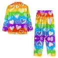 thumbnail image 6 of Renewold Women Winter Button Down Pajama Sleepwear Set of 2 Rainbow Stripes Hearts Print Pajamas Long Pants with Big Pockets Size M Durable Pjs for Walking Jogger, 6 of 6