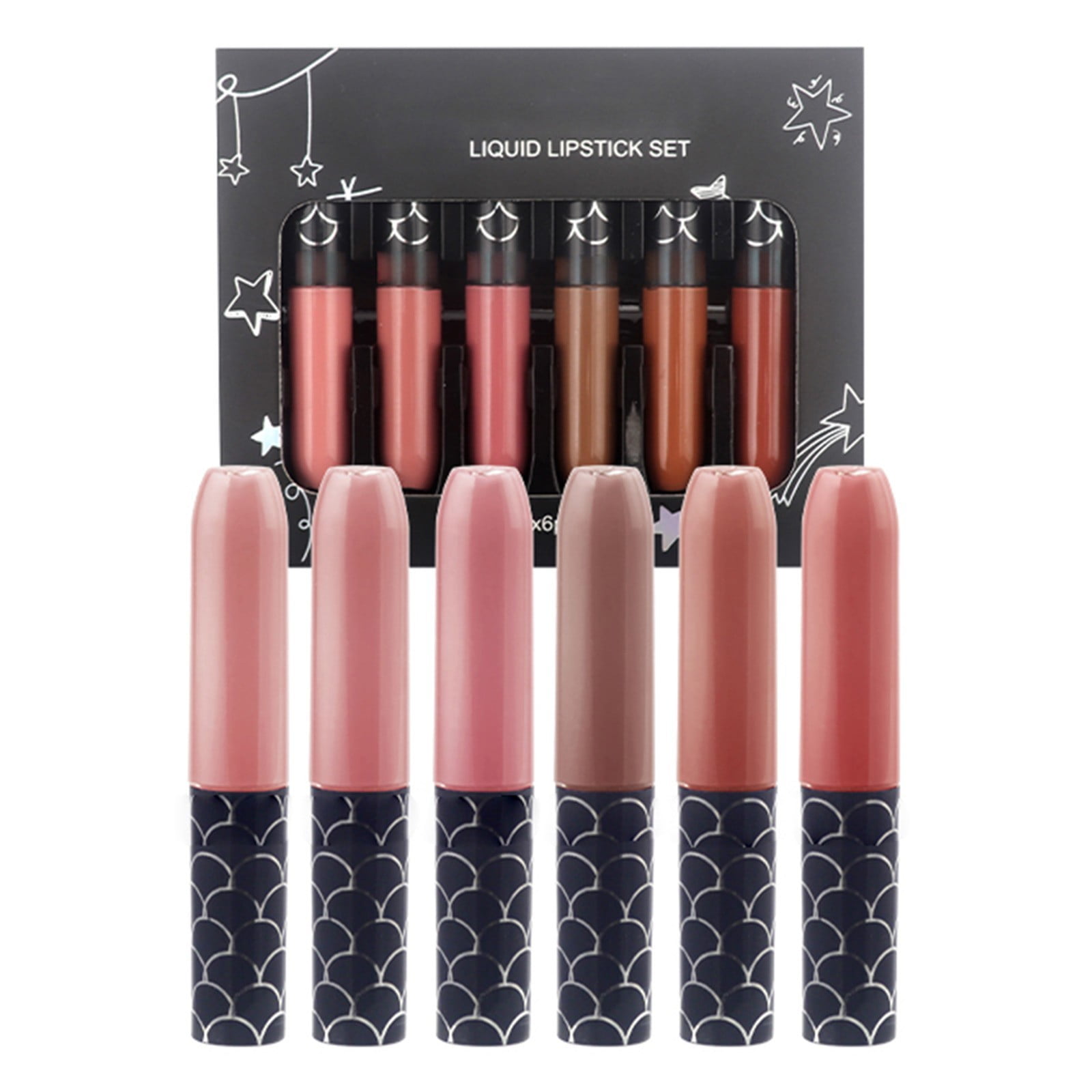 Lipstick 24 Hours Fish Scale Lip Glaze Six Sets Diamond Pearlescent