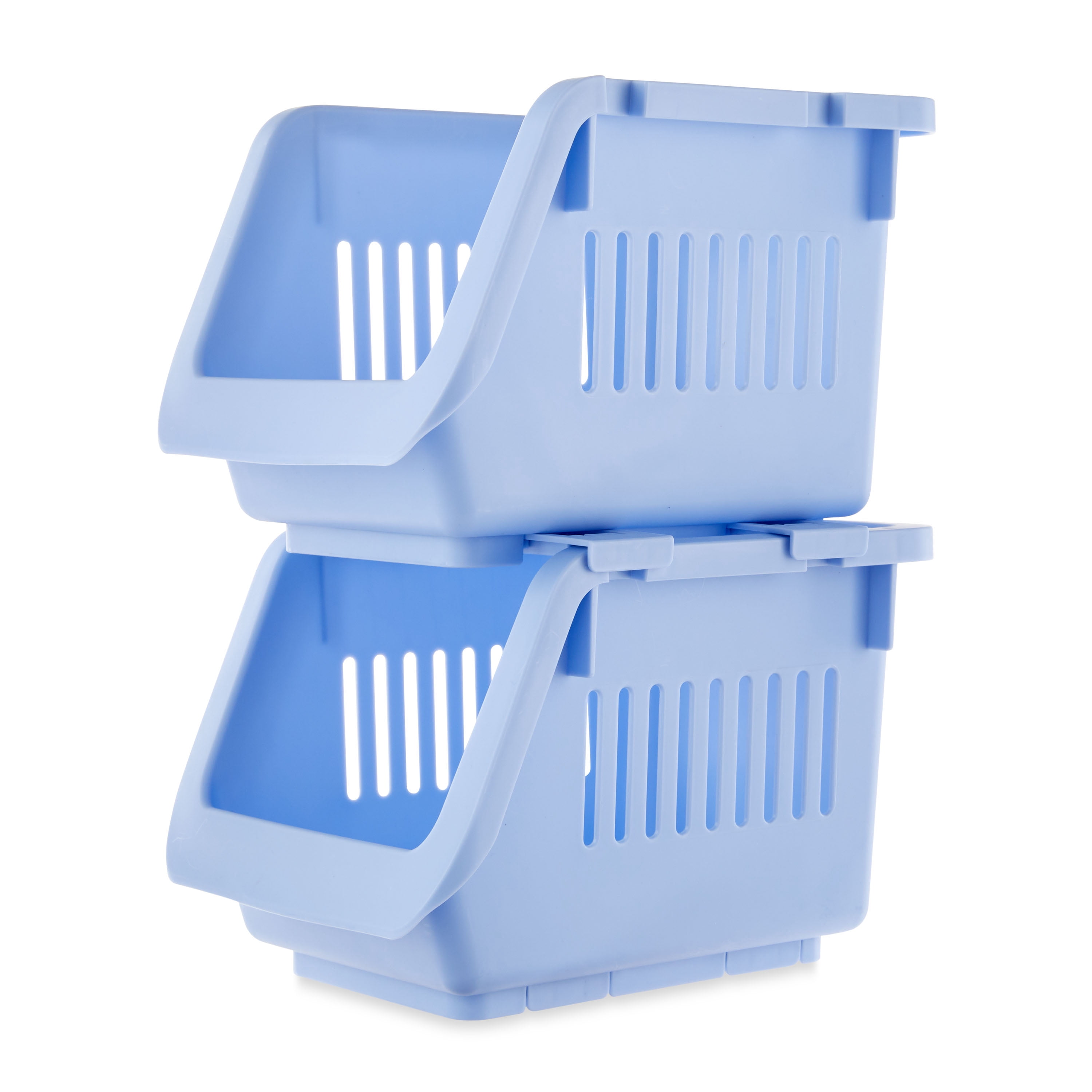 Pen + Gear Stackable Polypropylene, Plastic Storage Bins, Periwinkle, 2 Count, All Ages
