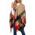 thumbnail image 2 of Women'S Wraps Open Front Travel Poncho Cape Warm Oversized Plaid Sweaters Casual Cardigan Shawls Yellow One size, 2 of 9
