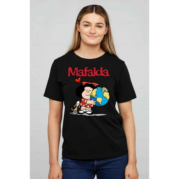 Mafalda Love Earth Quino Cartoon Strip USA Graphic T-shirt unisex up to 5XL