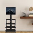 thumbnail image 2 of LivEditor Height Adjustable 4-Tier Tempered Glass Metal Frame Floor TV Stand, 2 of 5
