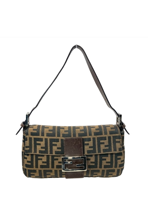 Pre-Owned Fendi Zucca pattern Mamma Bucket shoulder bag, canvas, brown, silver hardware.