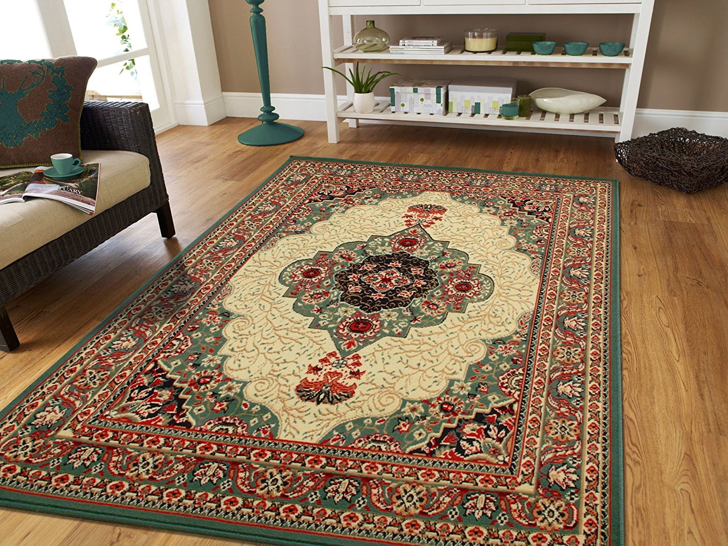 Green Traditional Area Rug 8x11 Persian Style Rug Dynamix