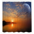thumbnail image 3 of Ambesonne Space Shower Curtain, Skyline with Planet Sun, 69"Wx84"L, Orange Blue, 3 of 5