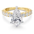 thumbnail image 2 of Gem Stone King 3.88 Cttw IGI Certified Lab Grown Diamond in 14K Two-Tone Gold  Engagement Ring for Women | Pear Shape Center Diamond 3.00 Ct | E-F Color | VS1-VS2 Clarity, 2 of 6