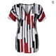 thumbnail image 1 of Qarigey Camiseta de mujer con cuello en V y rayas en la parte de manga corta con cremallera blusa delgada Prendas para la parte del cuerpo Rojo S, 1 of 4